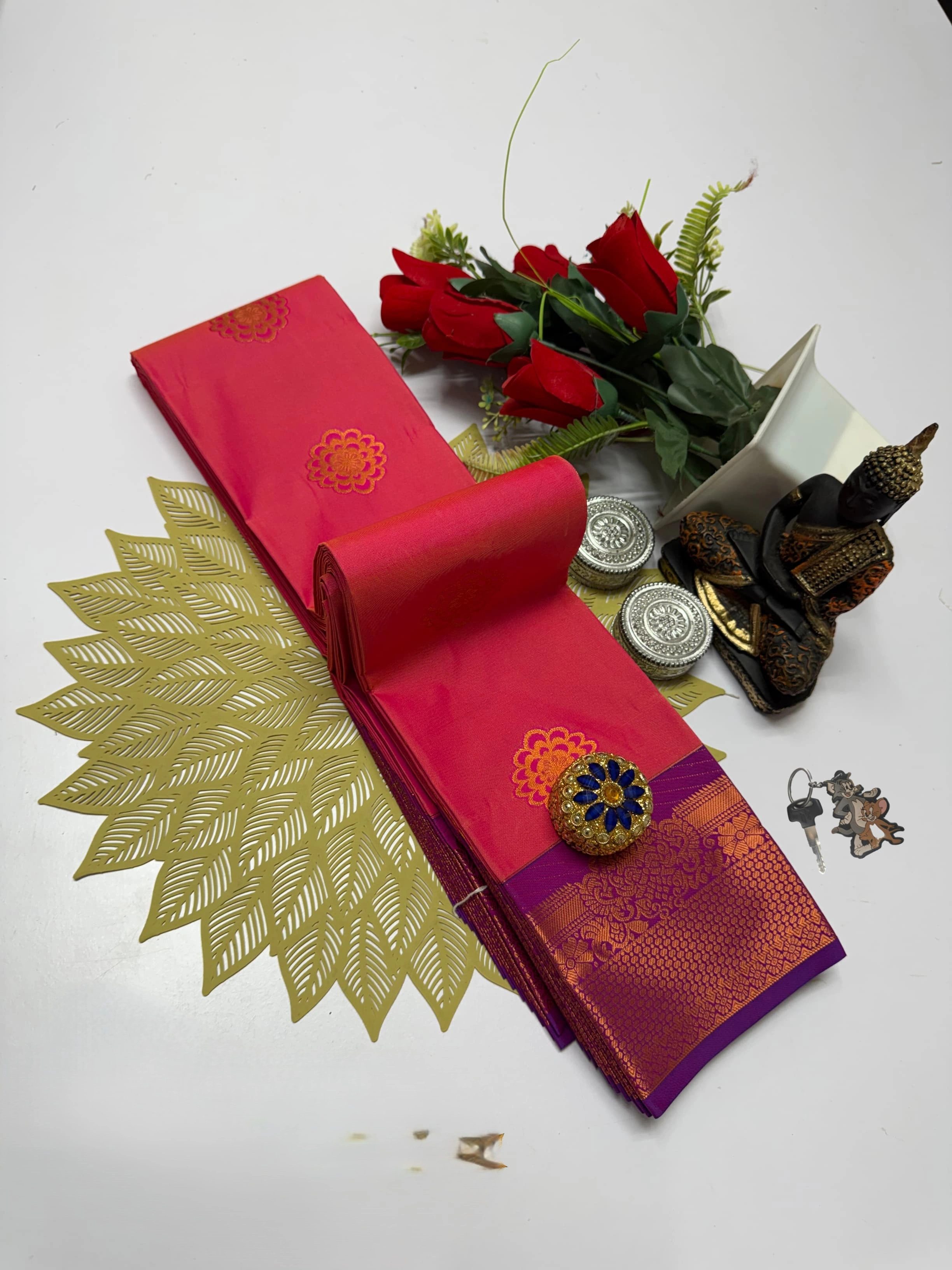 Leaf Green Aarani Soft Silk Saree